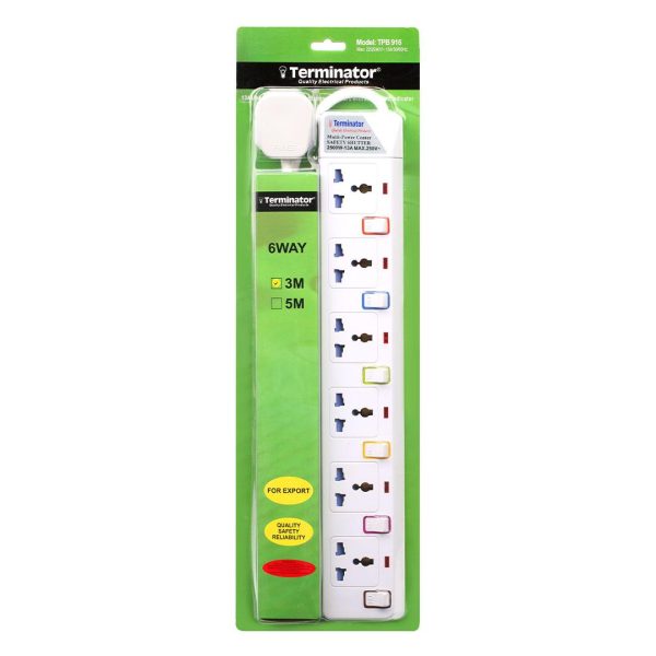 Terminator Extension Multi Socket 6way-3mtr TPB916